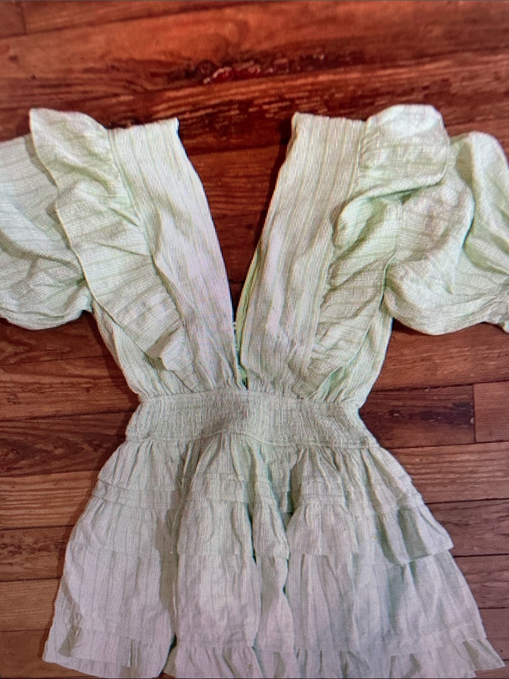 Light Green Ruffle Midi Dress with Smocked Waist